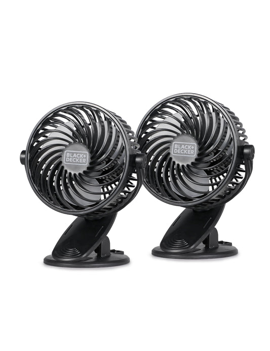 BLACK+DECKER 4" Convertible Cooling Fan Clip Fan and Standing Fan for Home or Office Portable Fan for Tabletop with 3 Speed Settings and Adjustable Tilt Angle Desk Fan 2-Pack Black